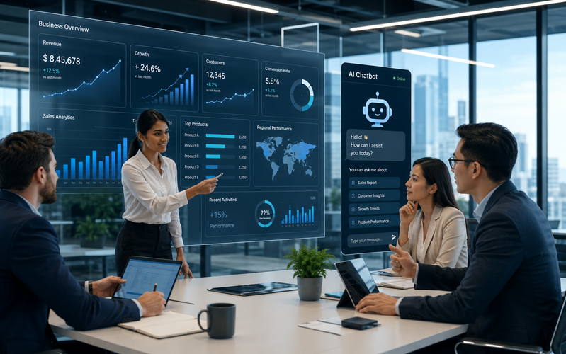 AI giúp doanh nghiệp phân tích dữ liệu, chăm sóc khách hàng, tối ưu vận hành và ra quyết định dựa trên thông tin chính xác hơn.